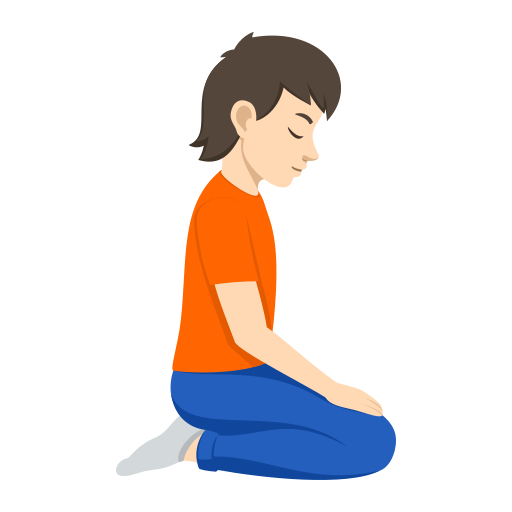 Pessoa ajoelhada de frente para a direita: tom de pele claro para JoyPixels 10.0