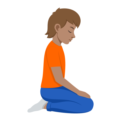 Pessoa ajoelhada de frente para a direita: tom de pele médio para JoyPixels 10.0