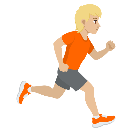 Pessoa correndo de frente para a direita: tom de pele médio-claro para JoyPixels 10.0