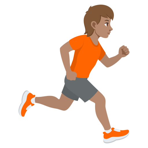Pessoa correndo de frente para a direita: tom de pele médio para JoyPixels 10.0