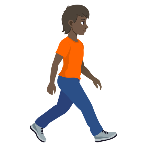 Pessoa caminhando de frente para a direita: tom de pele escuro para JoyPixels 10.0