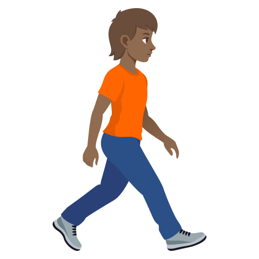 Pessoa caminhando de frente para a direita: tom de pele médio-escuro para JoyPixels 10.0