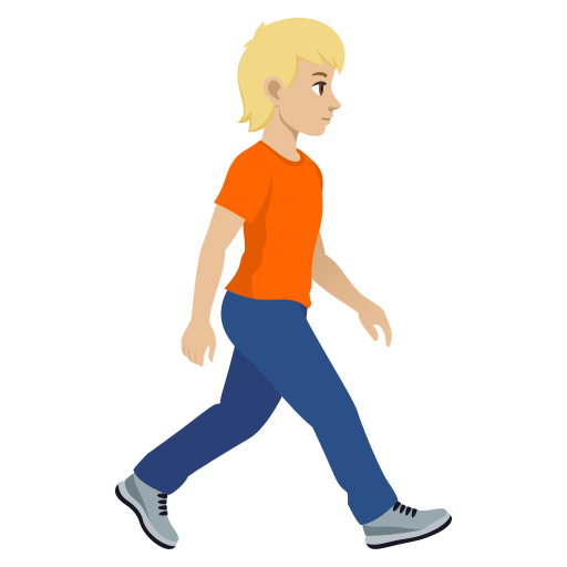 Pessoa caminhando de frente para a direita: tom de pele médio-claro para JoyPixels 10.0