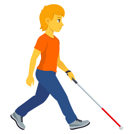 Pessoa com bengala branca voltada para a direita para JoyPixels 10.0