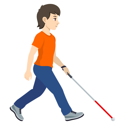 Людина з білою тростиною дивиться праворуч: світлий тон шкіри для JoyPixels 10.0