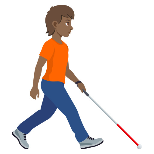Pessoa com bengala branca voltada para a direita: tom de pele médio-escuro para JoyPixels 10.0