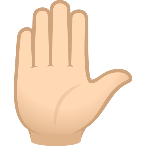Mão Levantada: Pele Clara para JoyPixels 10.0