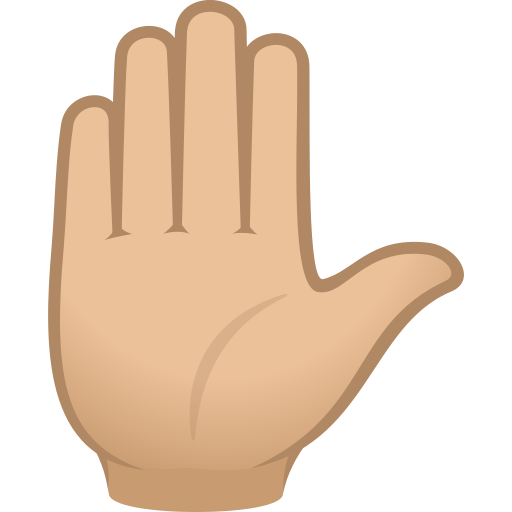 Mão Levantada: Pele Morena Clara para JoyPixels 10.0