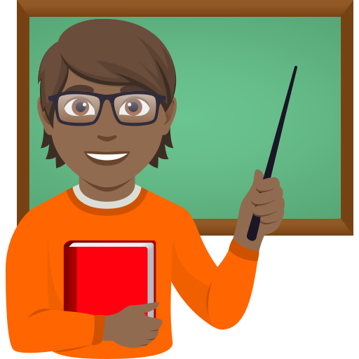 Professora Na Escola: Pele Morena Escura para JoyPixels 10.0