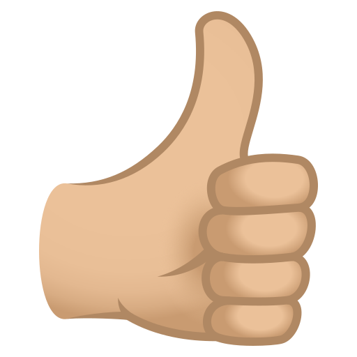 Polegar Para Cima: Pele Morena Clara para JoyPixels 10.0