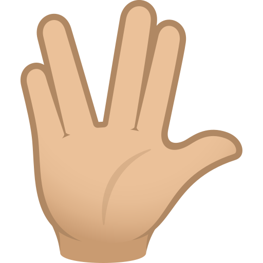 Saudação Vulcana: Pele Morena Clara para JoyPixels 10.0