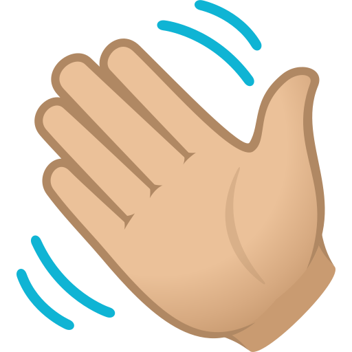 Mão Acenando: Pele Morena Clara para JoyPixels 10.0
