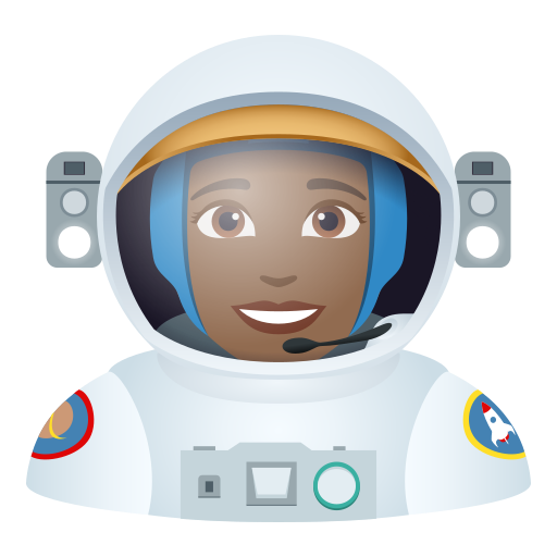 Astronauta Mulher: Pele Morena Escura para JoyPixels 10.0