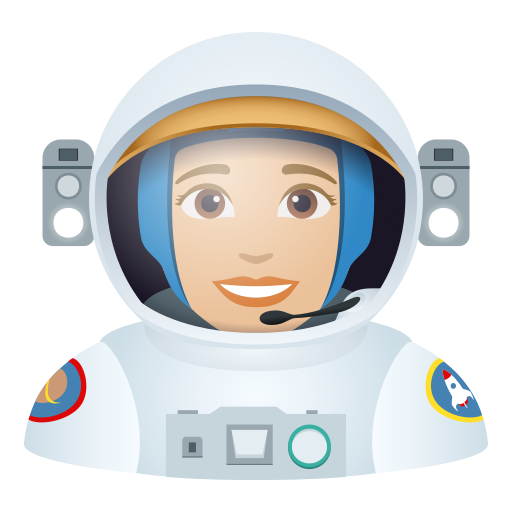 Жінка-космонавт: світлий тон шкіри для JoyPixels 10.0