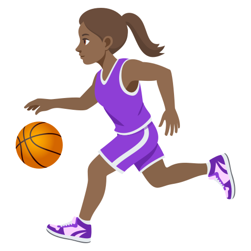 Mulher Jogando Basquete: Pele Morena Escura para JoyPixels 10.0
