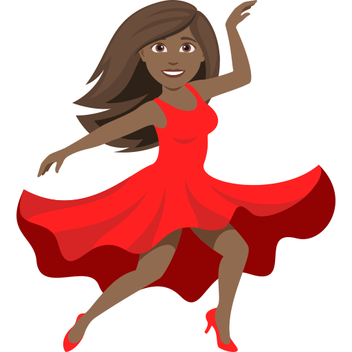 Mulher Dançando: Pele Morena Escura para JoyPixels 10.0