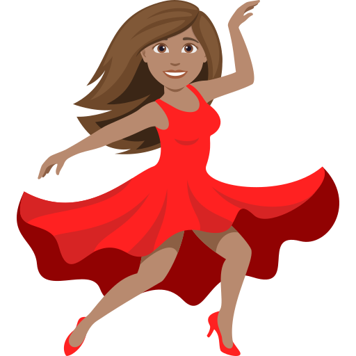 Mulher Dançando: Pele Morena para JoyPixels 10.0