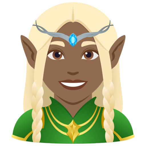 Жінка-ельф: темний тон шкіри для JoyPixels 10.0