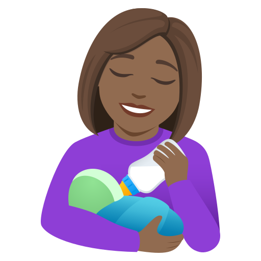 Mulher Alimentando Bebê: Pele Morena Escura para JoyPixels 10.0