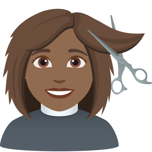 Mulher Cortando O Cabelo: Pele Morena Escura para JoyPixels 10.0