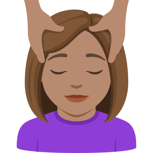 Mulher Recebendo Massagem Facial: Pele Morena para JoyPixels 10.0