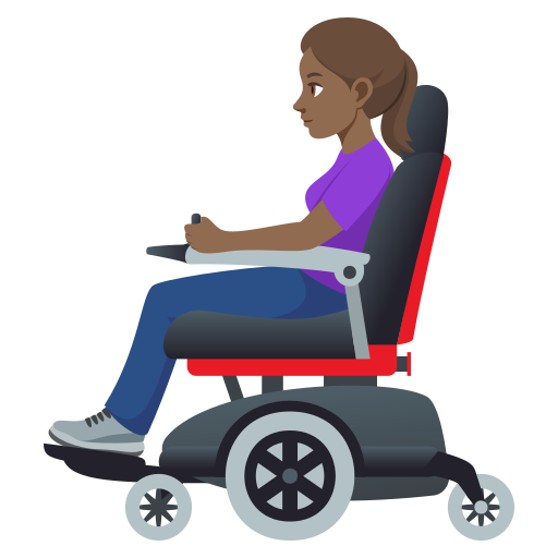Mulher Em Cadeira De Rodas Motorizada: Pele Morena Escura para JoyPixels 10.0