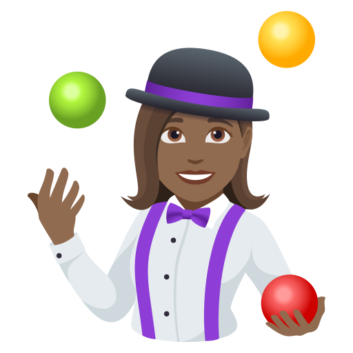 Mulher Malabarista: Pele Morena Escura para JoyPixels 10.0