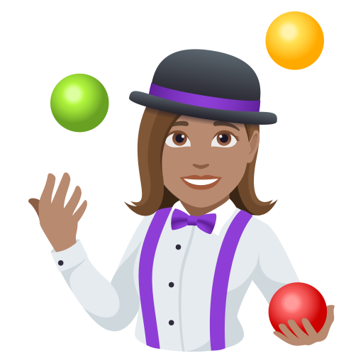 Mulher Malabarista: Pele Morena para JoyPixels 10.0