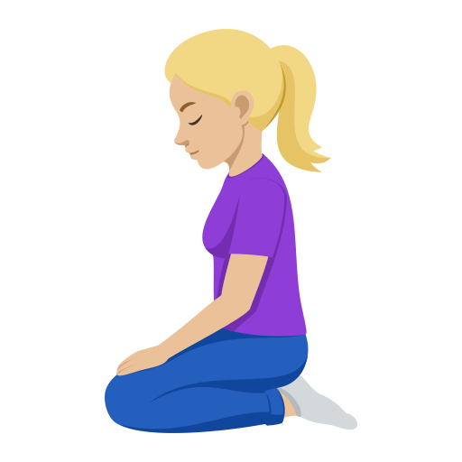 Mulher Ajoelhando: Pele Morena Clara para JoyPixels 10.0