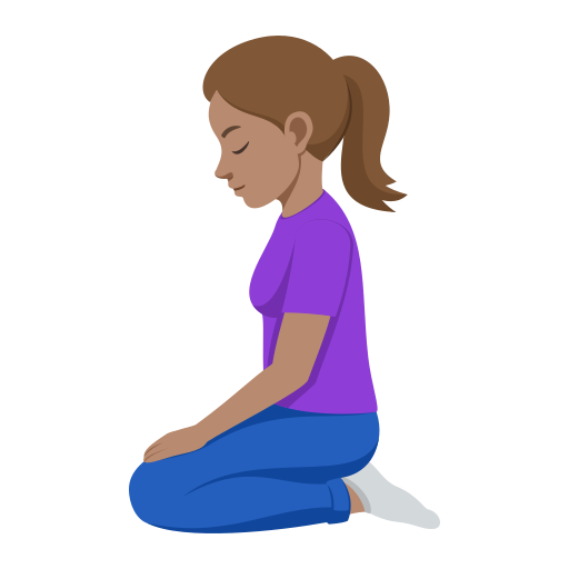 Mulher Ajoelhando: Pele Morena para JoyPixels 10.0