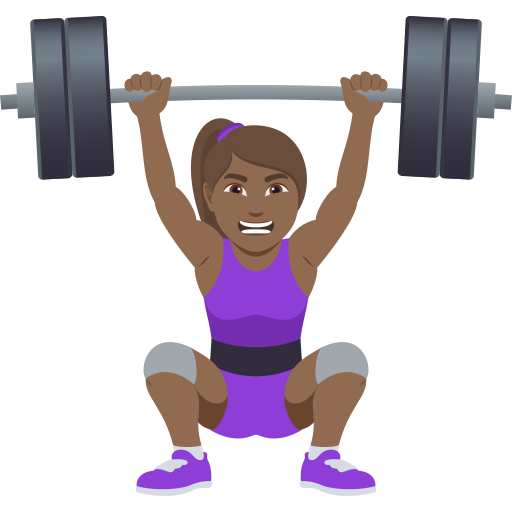 Mulher Levantando Peso: Pele Morena Escura para JoyPixels 10.0