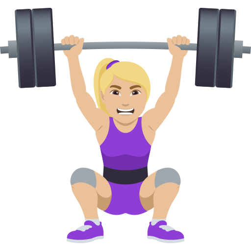 Mulher Levantando Peso: Pele Morena Clara para JoyPixels 10.0