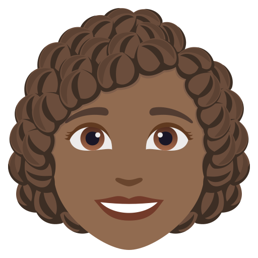 Mulher: Pele Morena Escura, Cabelo Cacheado para JoyPixels 10.0