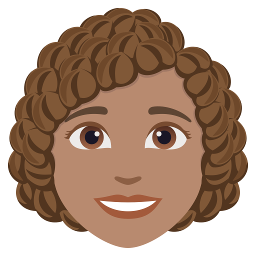 Mulher: Pele Morena, Cabelo Cacheado para JoyPixels 10.0