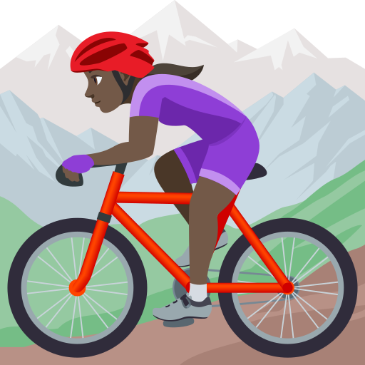 Mulher Fazendo Mountain Bike: Pele Escura para JoyPixels 10.0