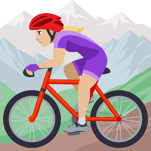 Mulher Fazendo Mountain Bike: Pele Morena Clara para JoyPixels 10.0
