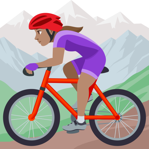 Mulher Fazendo Mountain Bike: Pele Morena para JoyPixels 10.0