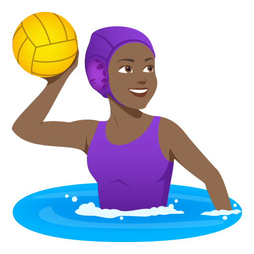 Mulher Jogando Polo Aquático: Pele Morena Escura para JoyPixels 10.0