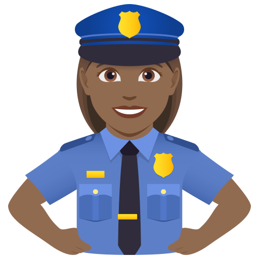 Policial Mulher: Pele Morena Escura para JoyPixels 10.0