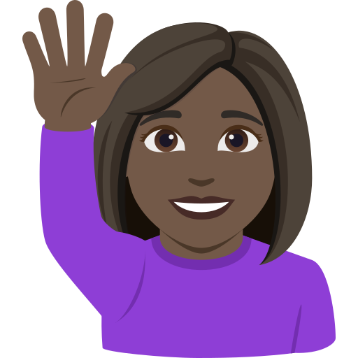 Mulher Levantando A Mão: Pele Escura para JoyPixels 10.0