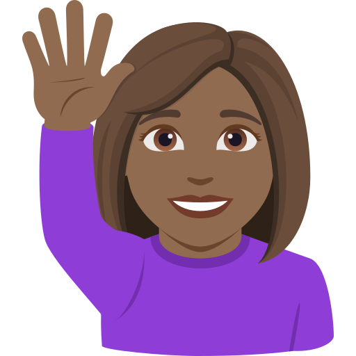 Mulher Levantando A Mão: Pele Morena Escura para JoyPixels 10.0