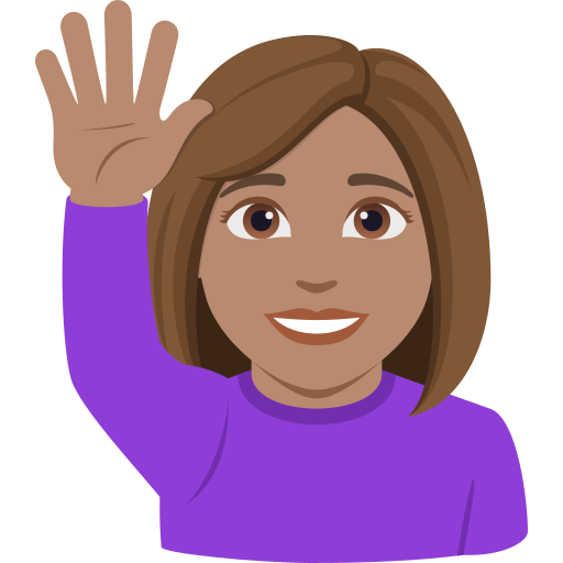 Mulher Levantando A Mão: Pele Morena para JoyPixels 10.0