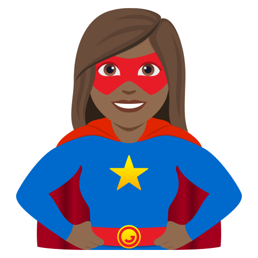 Super-Heroína: Pele Morena Escura para JoyPixels 10.0