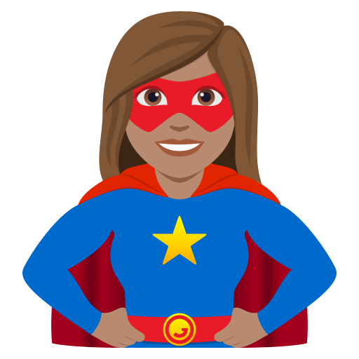 Super-Heroína: Pele Morena para JoyPixels 10.0