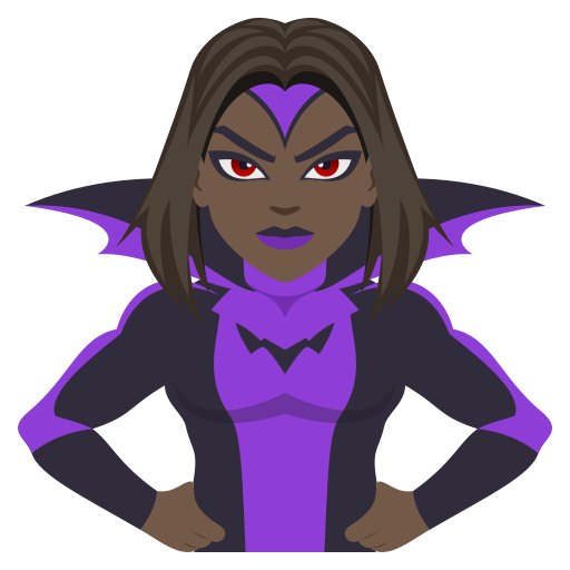 Жінка-суперлиходій: дуже темний тон шкіри для JoyPixels 10.0