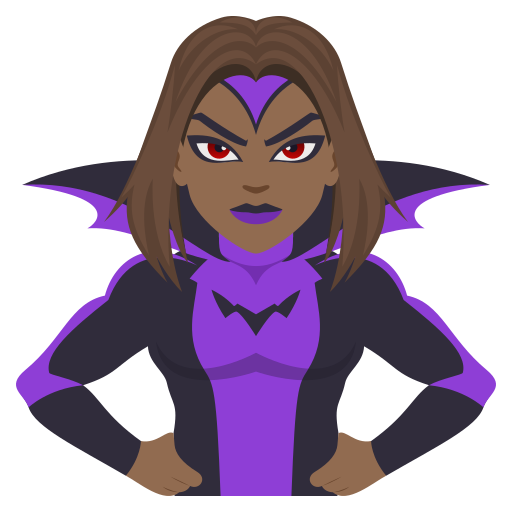 Жінка-суперлиходій: темний тон шкіри для JoyPixels 10.0