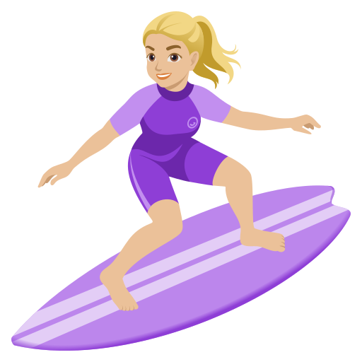 Mulher Surfista: Pele Morena Clara para JoyPixels 10.0