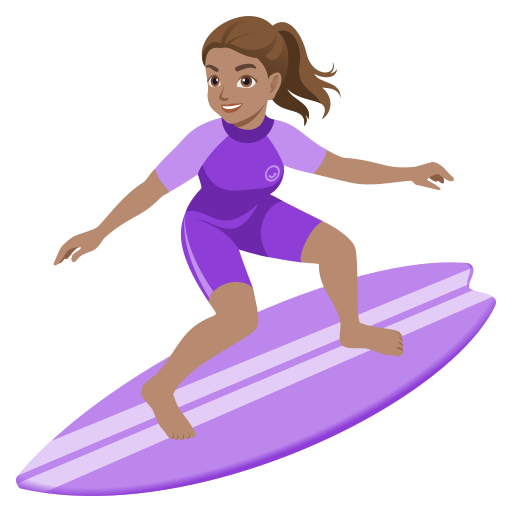 Mulher Surfista: Pele Morena para JoyPixels 10.0