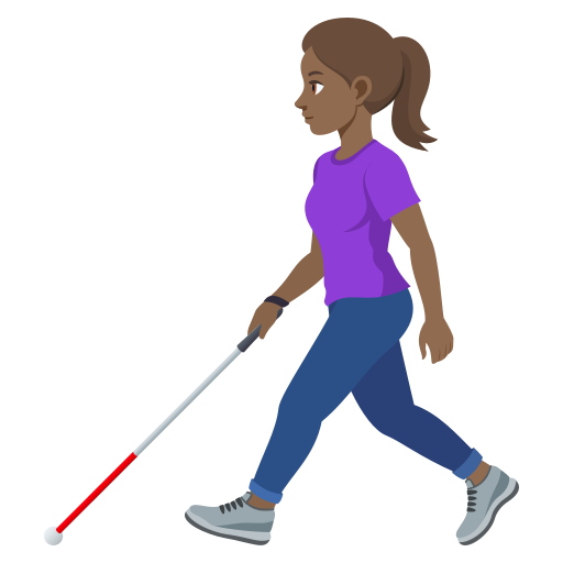 Жінка з тростиною для ходьби: темний тон шкіри для JoyPixels 10.0