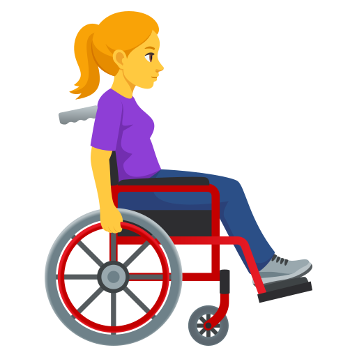 Mulher em cadeira de rodas manual voltada para a direita para JoyPixels 10.0